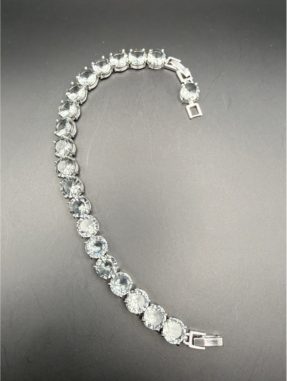 candy+clover elite fog gray smoky crystal 14k white gold plated bracelet